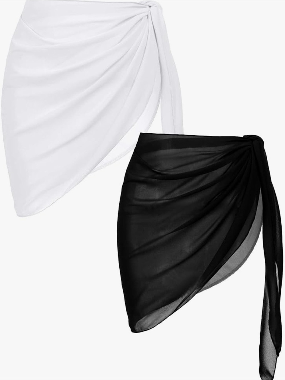 Amazon Women Swim Sarongs - Black and White Tie Wrap Pareos